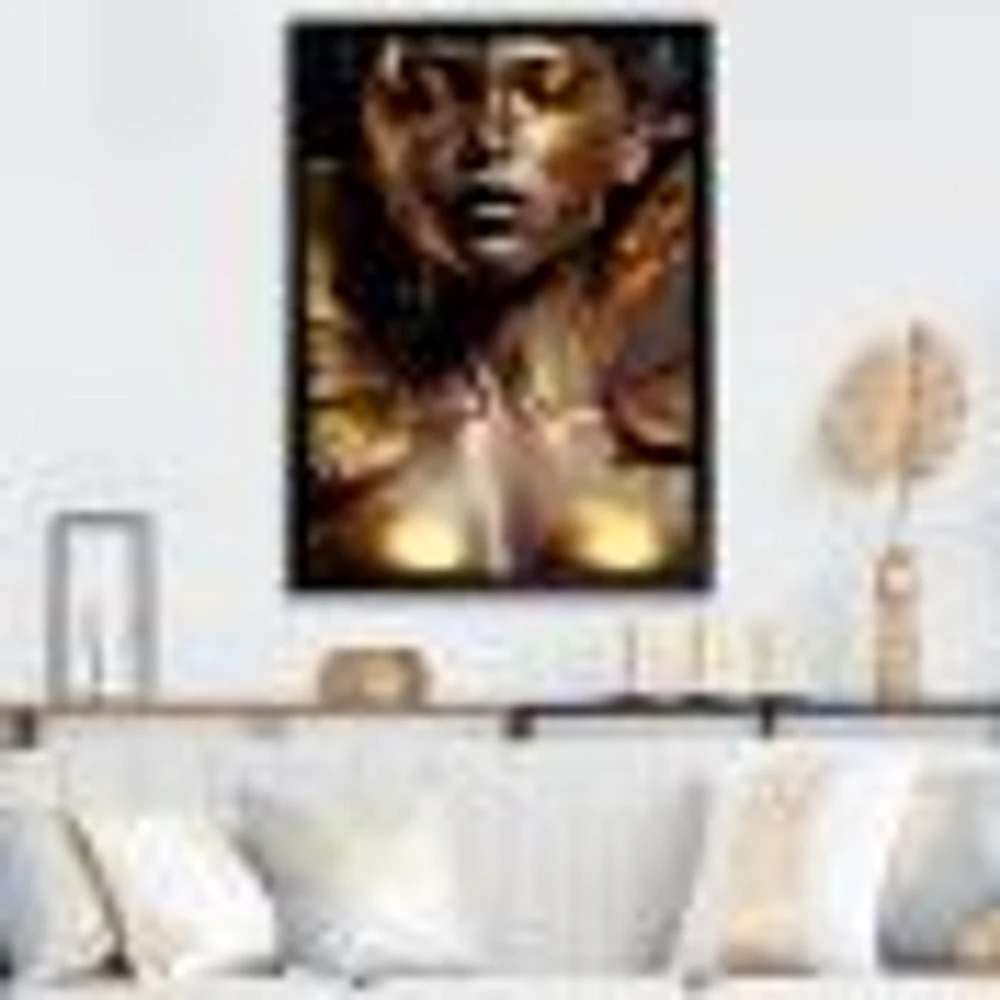 Woman With Black And Gold Butterflies I Wall Art