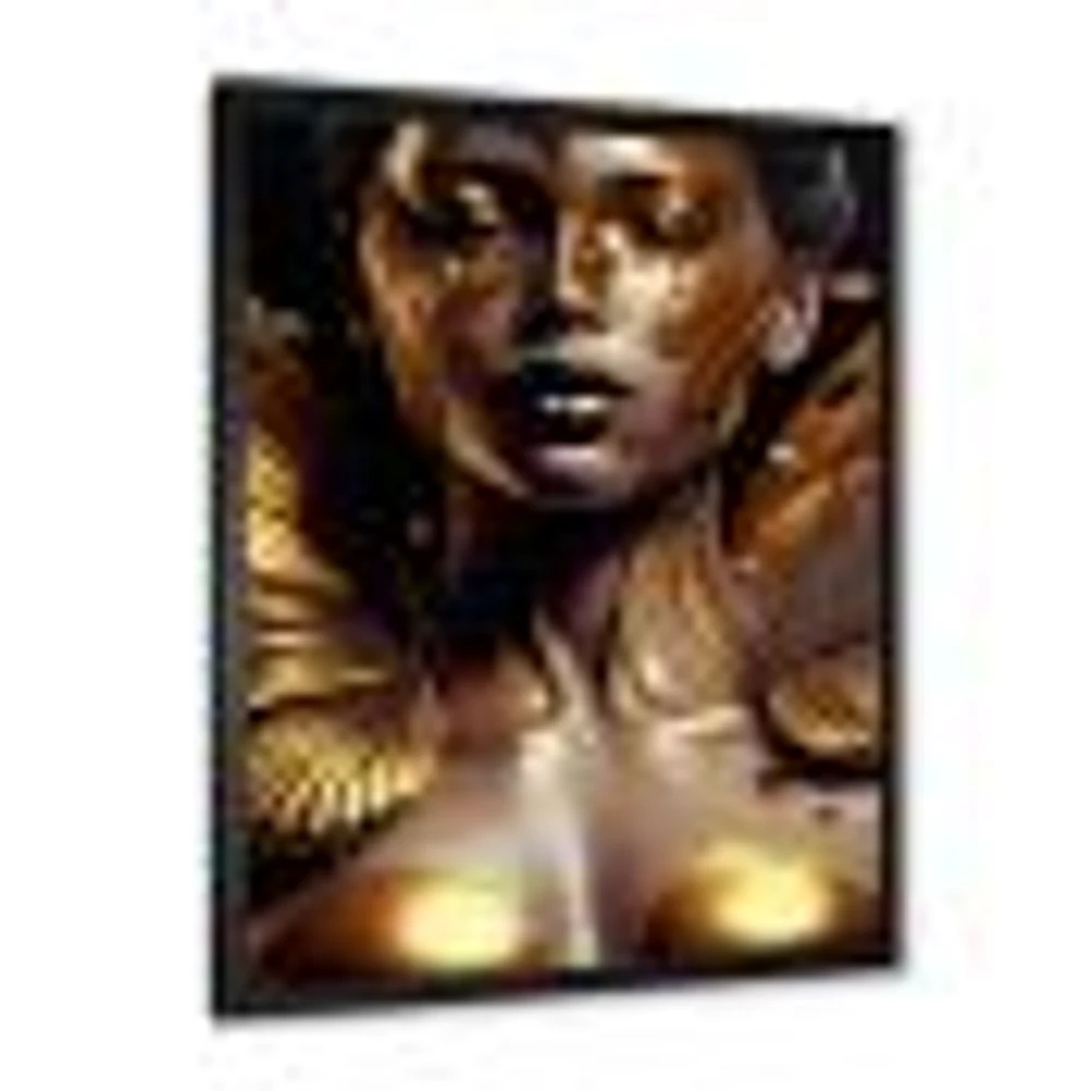 Woman With Black And Gold Butterflies I Wall Art