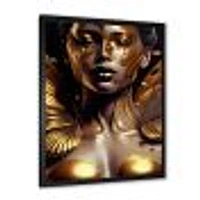 Woman With Black And Gold Butterflies I Wall Art