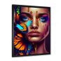 Woman With Colorful Butterfly I Wall Art