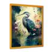 Cute Heron Floral Art I Wall