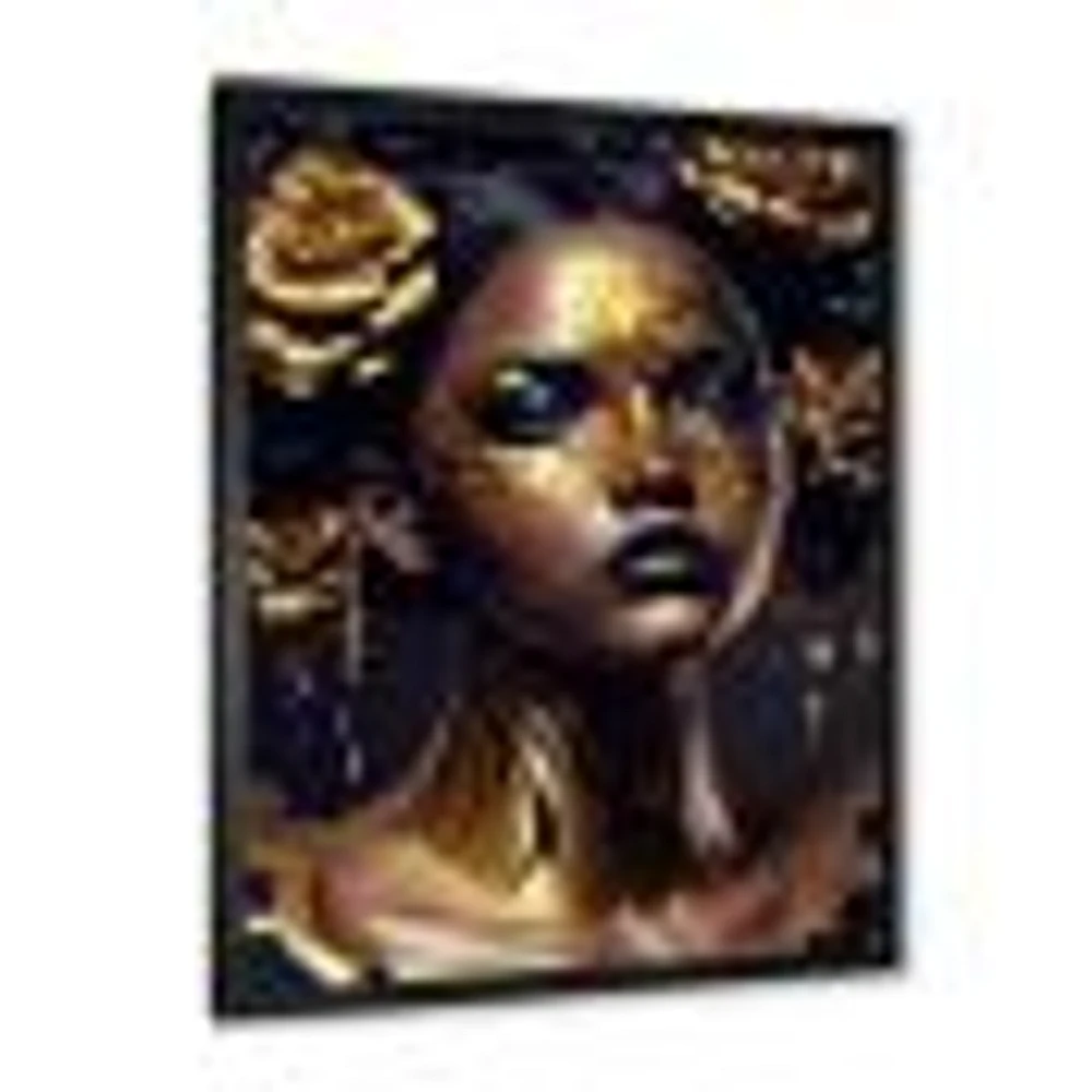 Gold Floral Woman V Wall Art