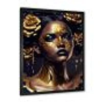 Gold Floral Woman V Wall Art