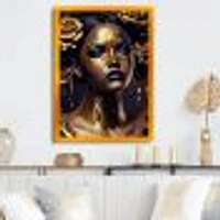 Gold Floral Woman V Wall Art