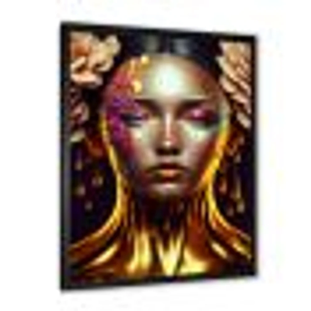 Gold Floral Woman Wall Art