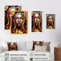 Gold Floral Woman Wall Art