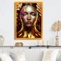 Gold Floral Woman Wall Art