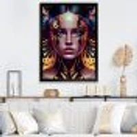 Woman With Colorful Butterfly V Wall Art