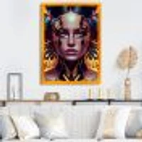 Woman With Colorful Butterfly V Wall Art