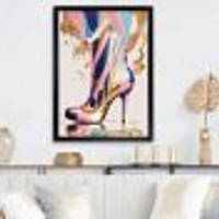 Pink And Blue Art Deco High Heel Boots Wall