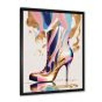 Pink And Blue Art Deco High Heel Boots Wall