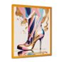 Pink And Blue Art Deco High Heel Boots Wall