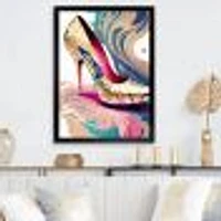 Pink And Blue Art Deco High Heel Shoes IV Wall