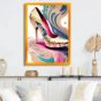 Pink And Blue Art Deco High Heel Shoes IV Wall