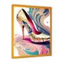 Pink And Blue Art Deco High Heel Shoes IV Wall