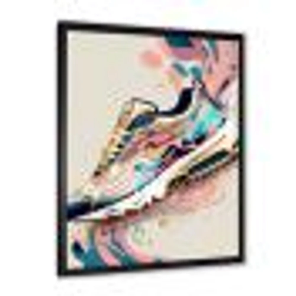 Pink And Blue Art Deco Sport Shoes Wall