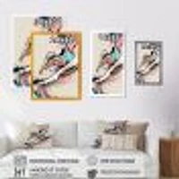 Pink And Blue Art Deco Sport Shoes Wall