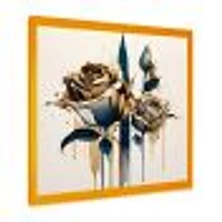 Roses Flow Flower On Golden Beige Paint V Wall Art