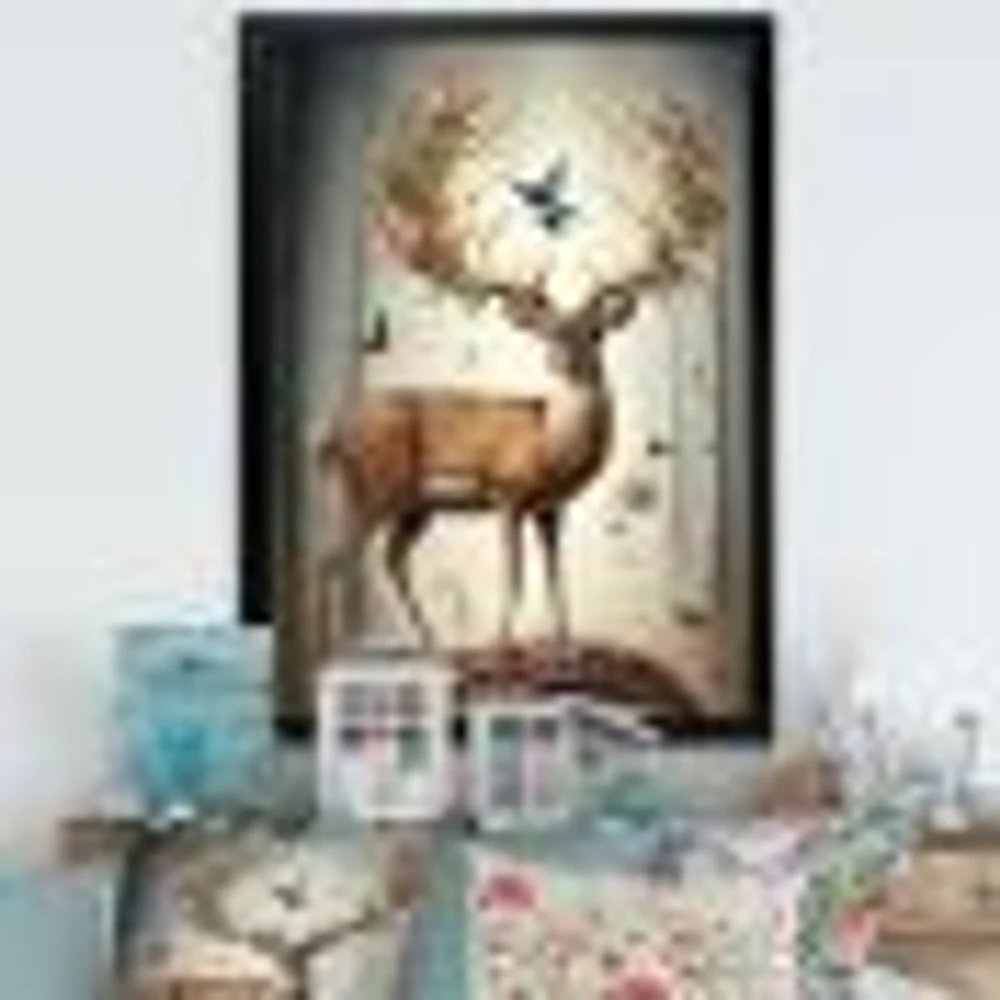 Deer With Blooming Antlers Wall Art