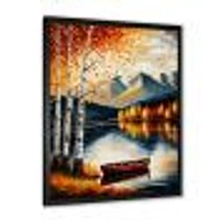 Red And Orange Birch Trees By The Lake VII Wall Art