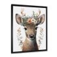 Cute Baby Caribou With Floral Crown I Wall Art