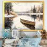 Winter Scene With Canoe Wall Art