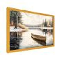 Winter Scene With Canoe Wall Art