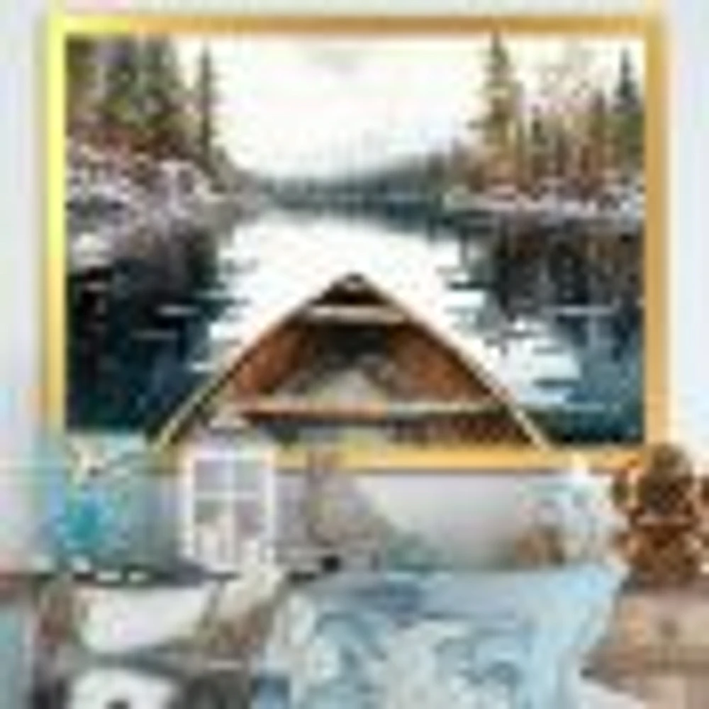 Winter Canoe Scenery I Wall Art