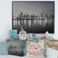 Toile « Chicago Skyline at Night Black and White