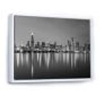 Toile « Chicago Skyline at Night Black and White