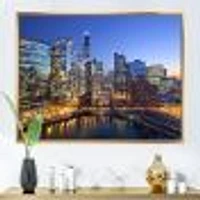 Chicago River with Bridges at Sunset  Wall Art