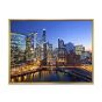 Chicago River with Bridges at Sunset  Wall Art