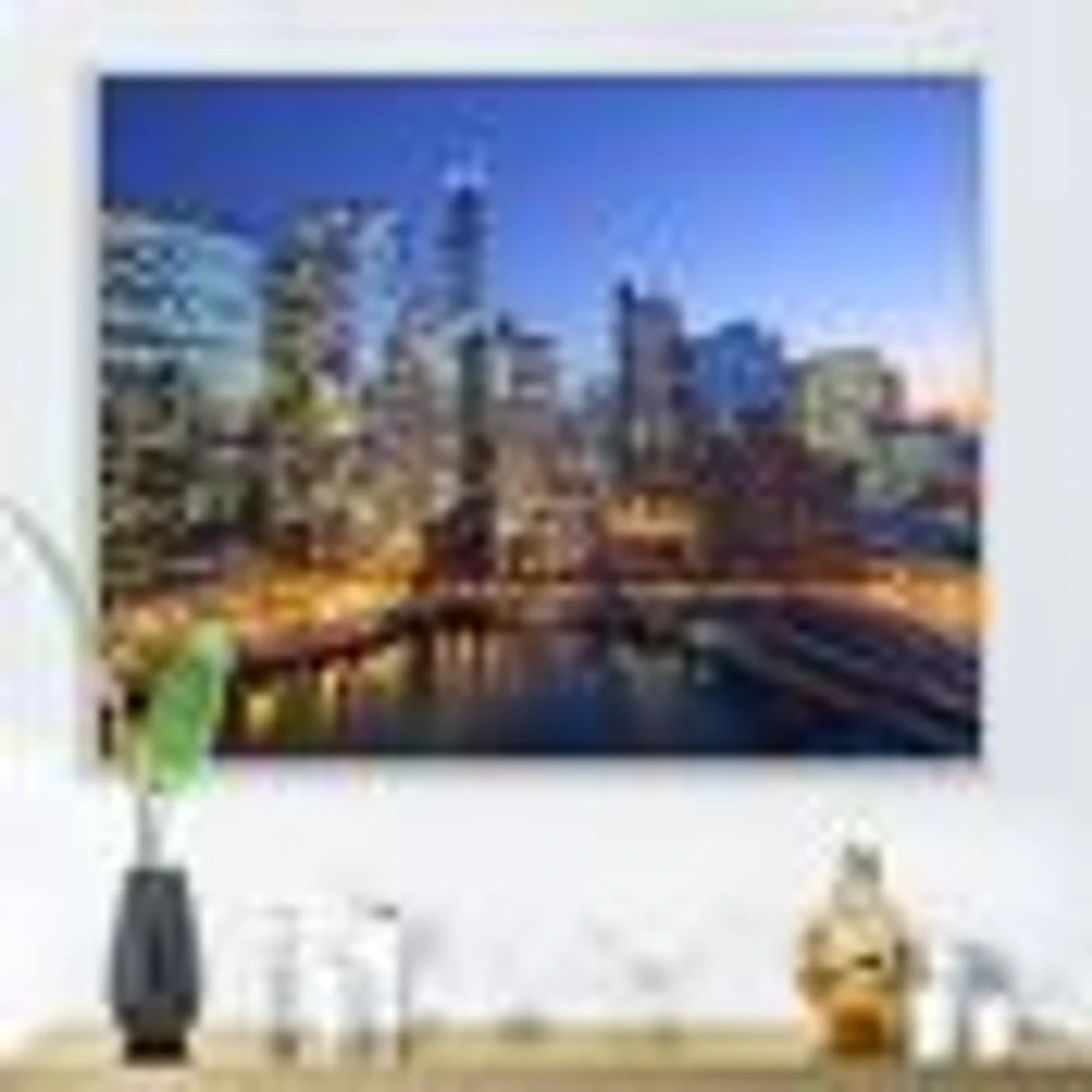 Chicago River with Bridges at Sunset  Wall Art