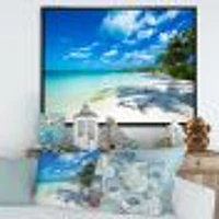 Tropical Beach with Palm Shadows  Canvas Print