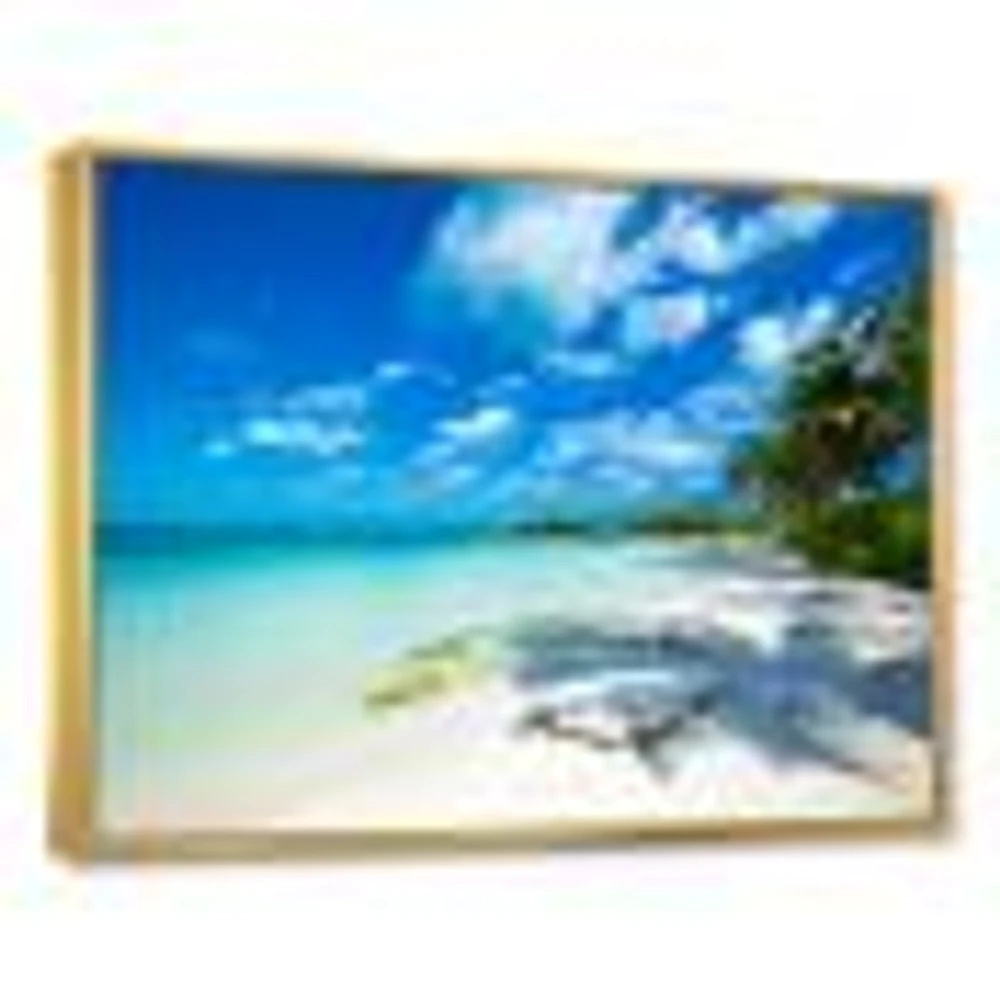 Tropical Beach with Palm Shadows  Canvas Print