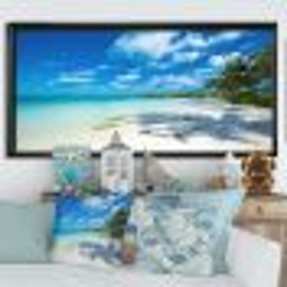 Tropical Beach with Palm Shadows  Canvas Print