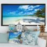 Tropical Beach with Palm Shadows  Canvas Print