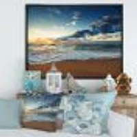 Sunrise and Glowing Waves Ocean  Canvas Wall Art