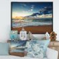 Sunrise and Glowing Waves Ocean  Canvas Wall Art