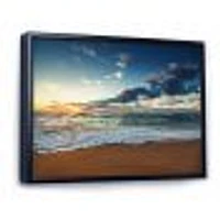 Sunrise and Glowing Waves Ocean  Canvas Wall Art