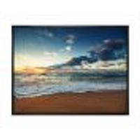 Sunrise and Glowing Waves Ocean  Canvas Wall Art