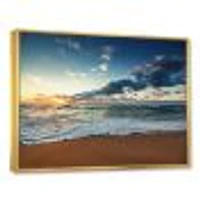 Sunrise and Glowing Waves Ocean  Canvas Wall Art