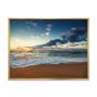 Sunrise and Glowing Waves Ocean  Canvas Wall Art