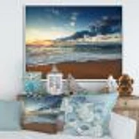 Sunrise and Glowing Waves Ocean  Canvas Wall Art