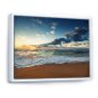 Sunrise and Glowing Waves Ocean  Canvas Wall Art