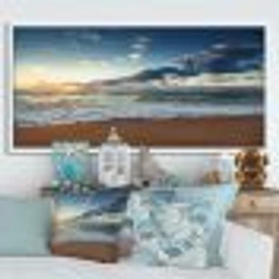 Sunrise and Glowing Waves Ocean  Canvas Wall Art