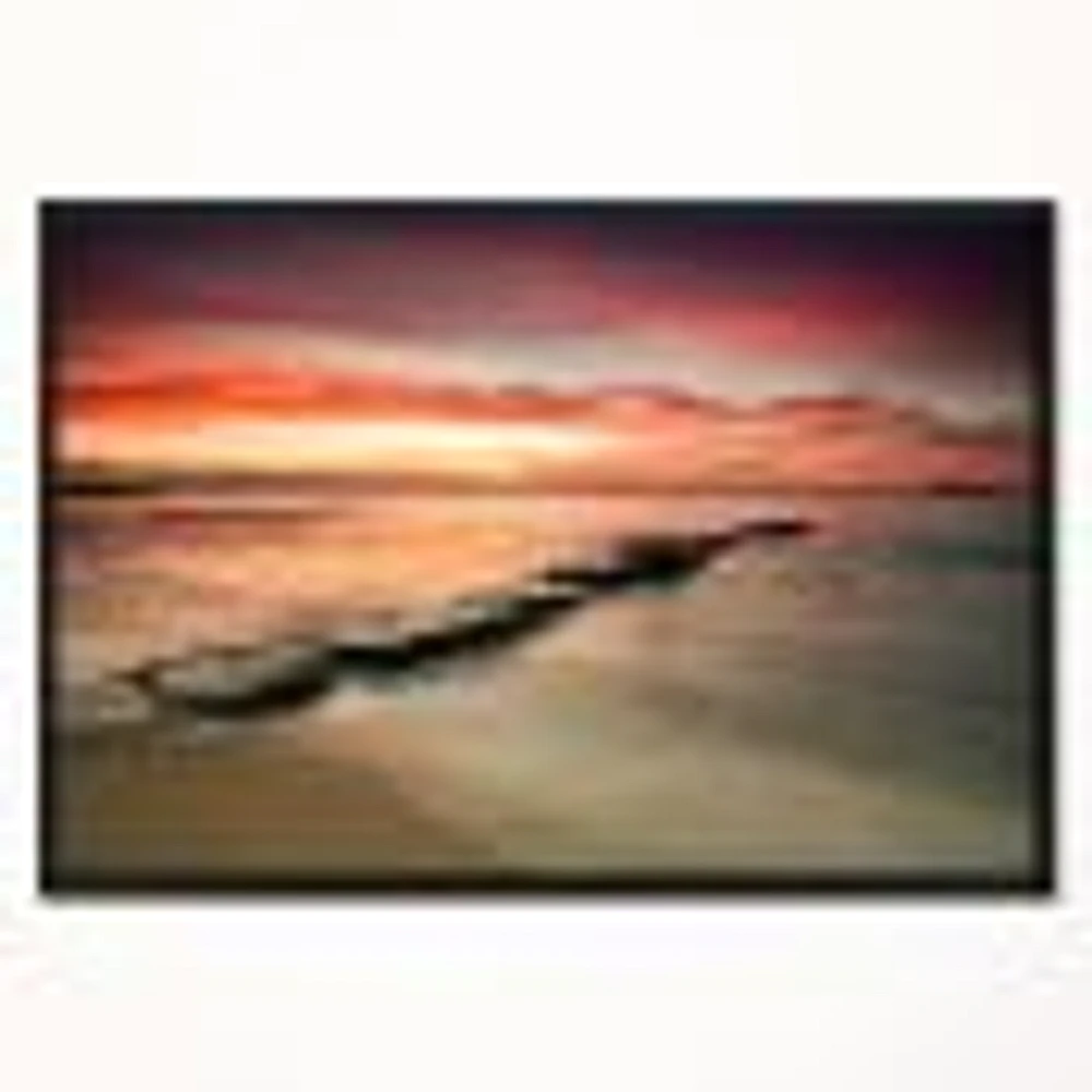 Wonderful Sunrise on Black Ocean  Wall Art