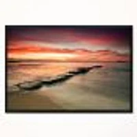 Wonderful Sunrise on Black Ocean  Wall Art