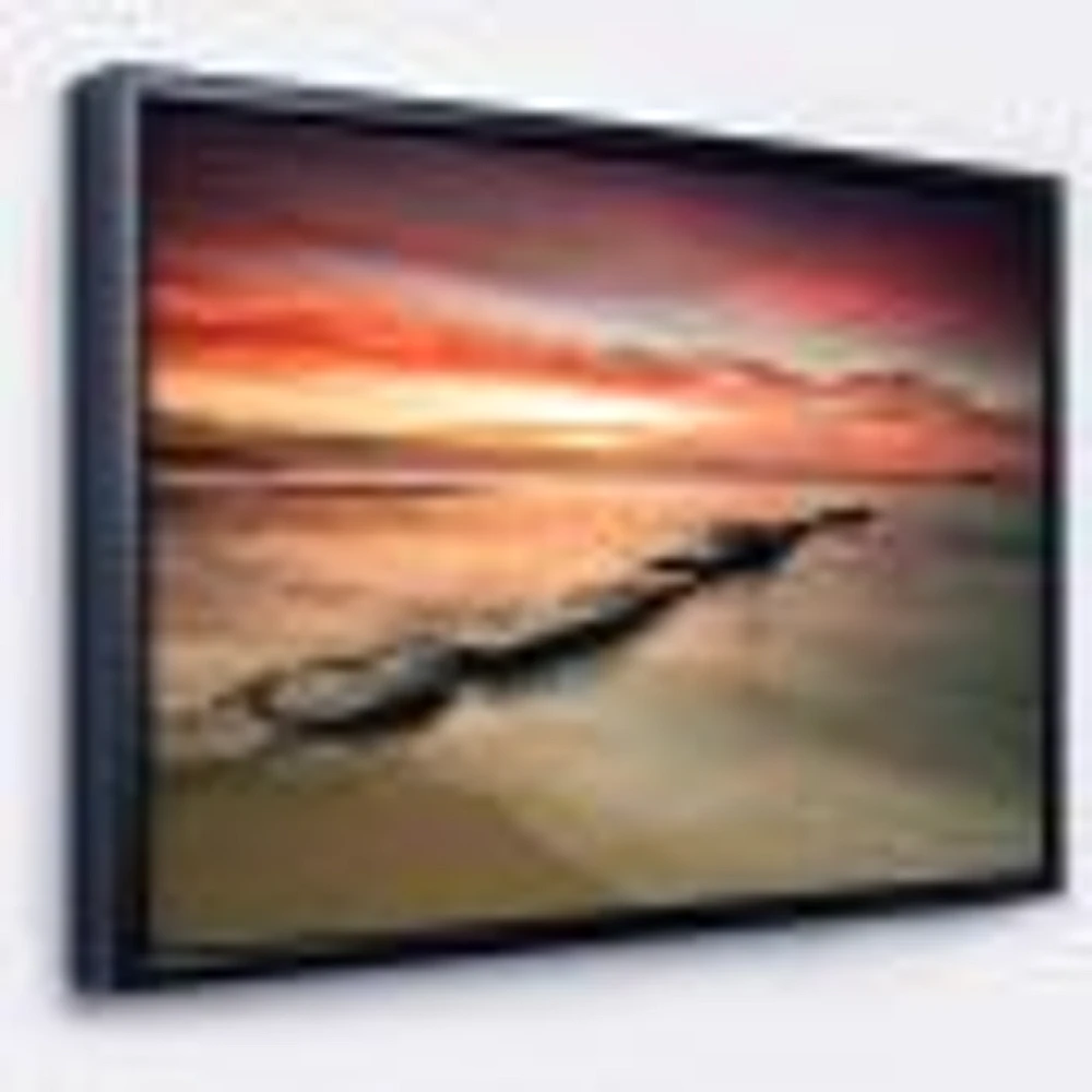 Wonderful Sunrise on Black Ocean  Wall Art