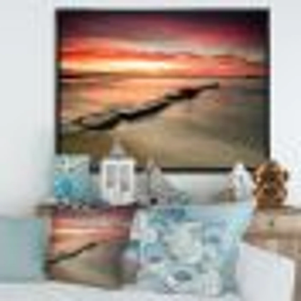 Wonderful Sunrise on Black Ocean  Wall Art